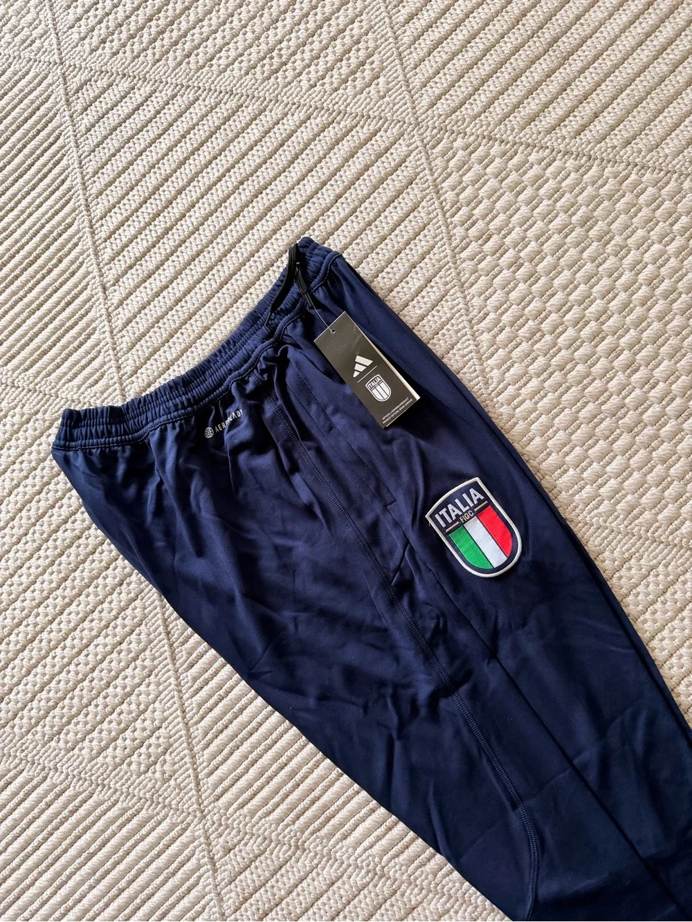 adidas Navy and White Italy Training Track Top & Pants Set